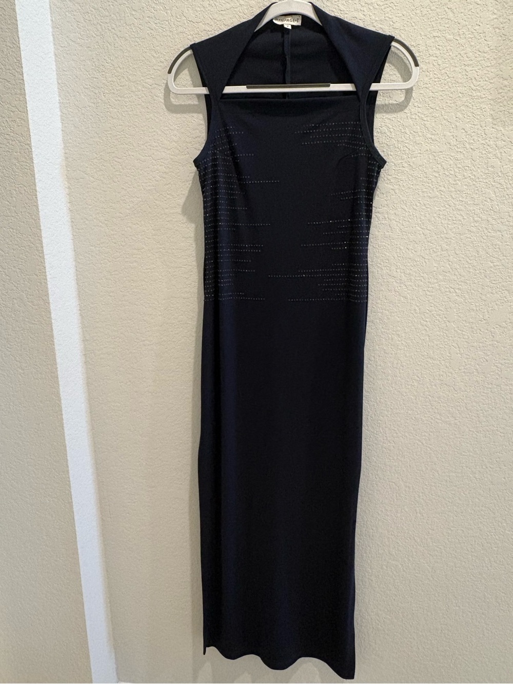 Rampage Navy Sleeveless Maxi Dress with Subtle Bead Detail